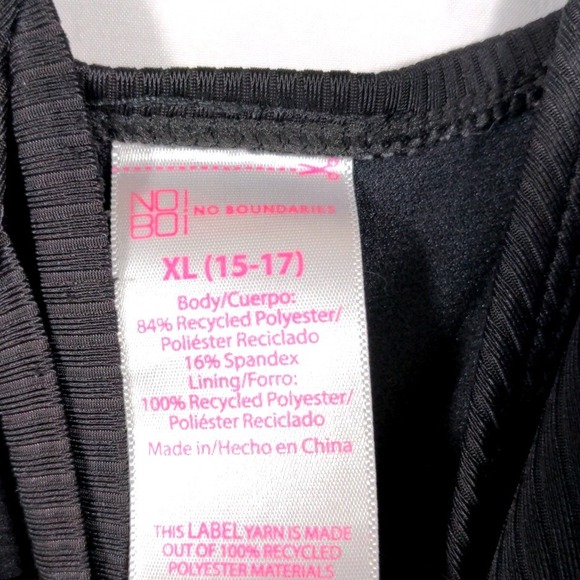 No Boundaries Black Ribbed Lace Up One Piece Swimsuit XL 15-17 Womens - Picture 4 of 6